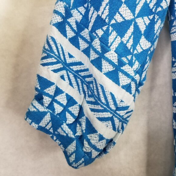 Soft Surroundings Narah Tunic Womens XL Geometric Knit 3/4 Puff Sleeve Top Retro - Picture 5 of 13